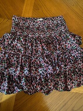 Michael Kors Pink Floral and Blue Green Boho Print Ruffled Tiered Skirts.